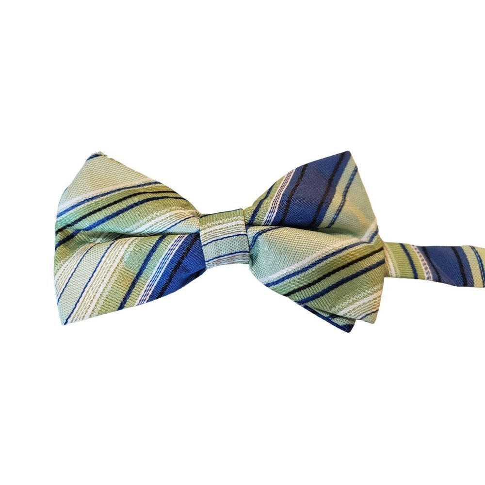 JON VANDYK HOLLAND Mens Green Blue Bow‎ Tie New Handmade Sophisticated Preppy